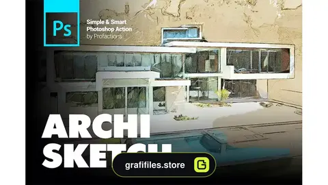 اکشن فتوشاپ تبدیل عکس به اسکیس معماری Architecture Sketch Photoshop Action