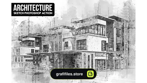 اکشن فتوشاپ تبدیل عکس به اسکچ معماری Architecture Sketch Photoshop Action
