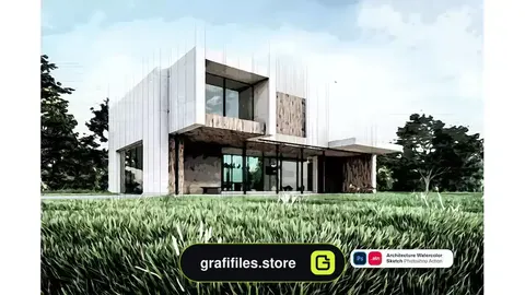 اکشن فتوشاپ تبدیل عکس به اسکیس آبرنگی معماری Architecture Watercolor Sketch Photoshop Action
