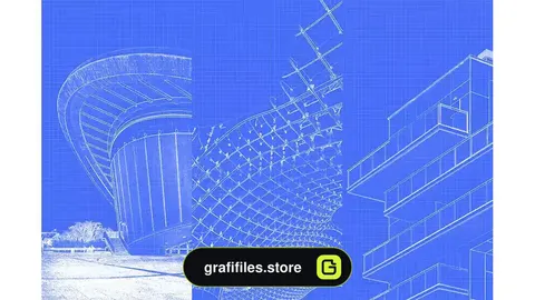 دانلود اکشن فتوشاپ افکت معماری پرینت آبی Blueprint Architecture - Photoshop Action