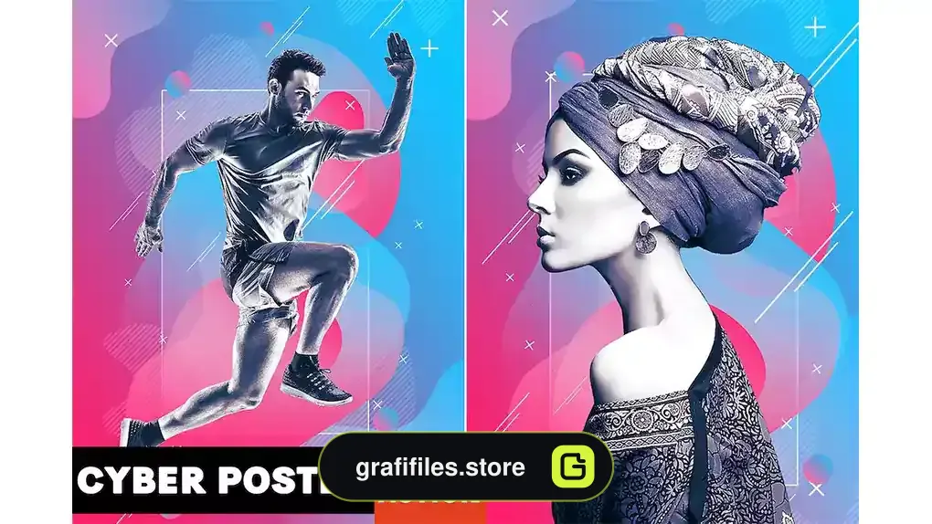 اکشن فتوشاپ ساخت پوستر سایبری Cyber Poster Photoshop Action