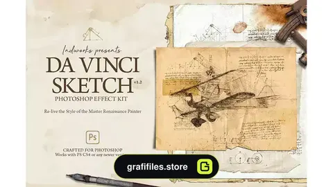 اکشن فتوشاپ تبدیل عکس به طراحی داوینچی Da Vinci Sketch Photoshop Action