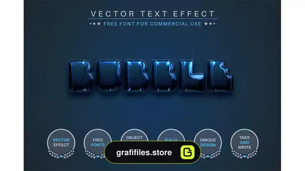 استایل متن ایلوستریتور حباب تیره Dark Bubble - Editable Text Effect, Font Style