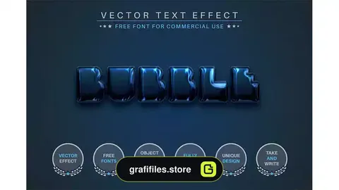 استایل متن ایلوستریتور حباب تیره Dark Bubble - Editable Text Effect, Font Style