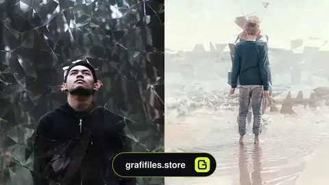 اکشن فتوشاپ ایجاد افکت تکه آیینه چند بعدی بر روی تصاویر Dimension Photoshop Action