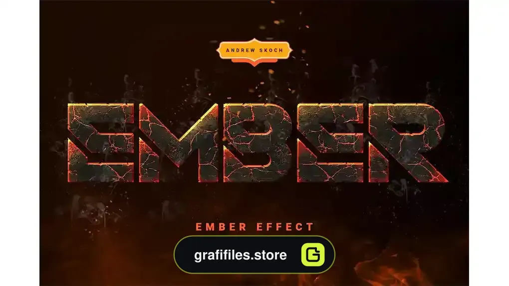 دانلود اکشن فتوشاپ ایجاد افکت مواد مذاب آتشفشانی روی متن و اشکال Ember Effect - Photoshop Action