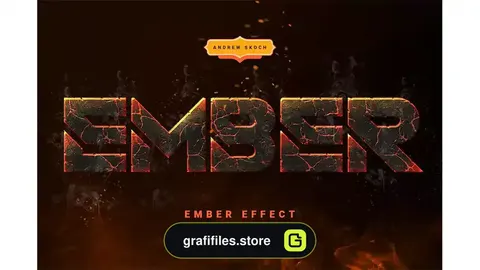 دانلود اکشن فتوشاپ ایجاد افکت مواد مذاب آتشفشانی روی متن و اشکال Ember Effect - Photoshop Action