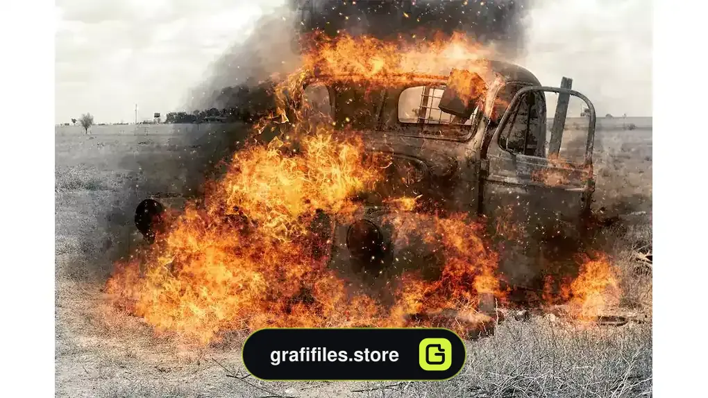 اکشن فتوشاپ ایجاد افکت آتش بر روی تصاویر Fire Photoshop Action