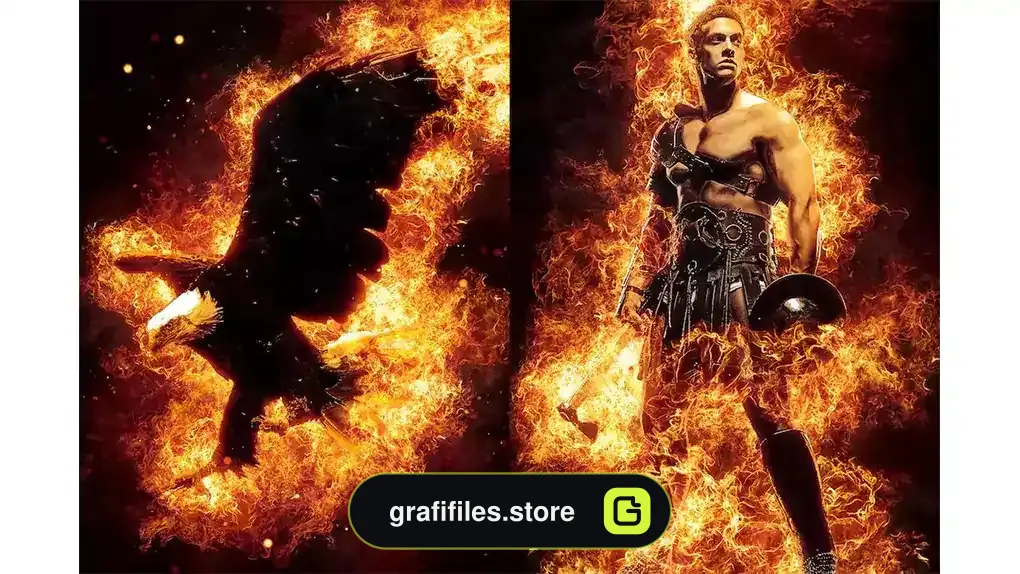 اکشن فتوشاپ ایجاد افکت شعله آتش بر روی عکس Flames Photoshop Action