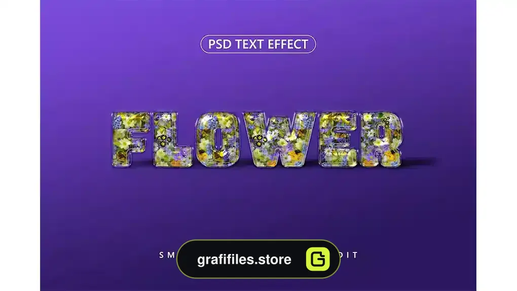 افکت متن گل روی شیشه Flowers on Glass Text Effect