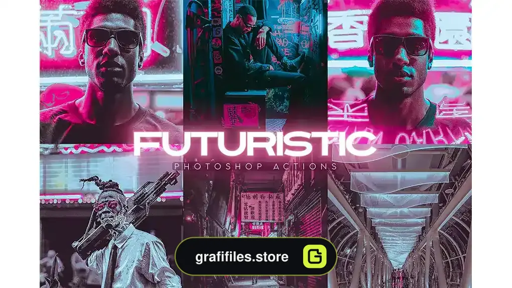 اکشن فتوشاپ ایجاد افکت آینده نگر بر روی تصاویر Futuristic Photoshop Actions