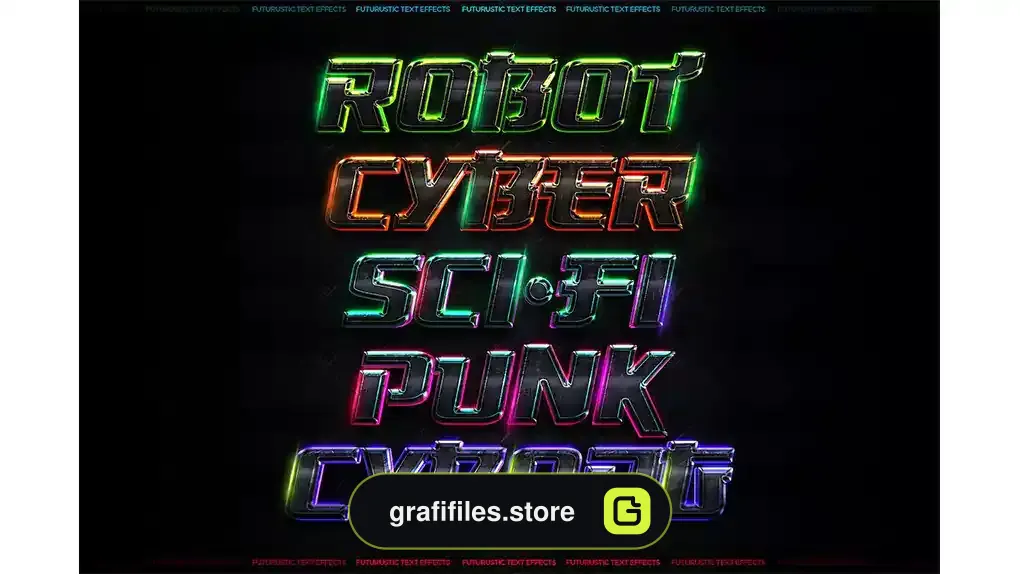 استایل متن آینده نگر Futuristic Text Effects - Photoshop PSD