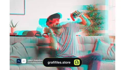 اکشن فتوشاپ افکت گلیچ Glitch Distortion Photoshop Action