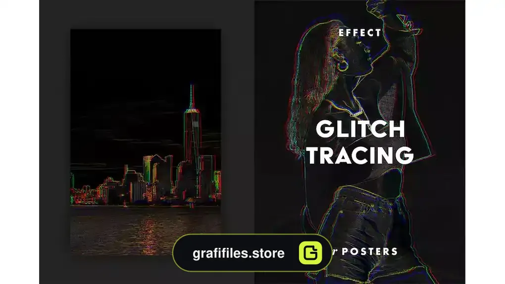 افکت پوستر گلیچ Glitch Tracing Effect for Posters