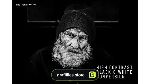 اکشن فتوشاپ افکت سیاه و سفید تصاویر با کنتراست بالا