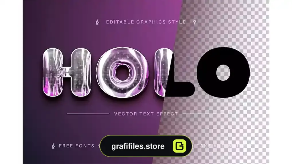 استایل متن ایلوستریتور Holo - Editable Text Effect, Font Style
