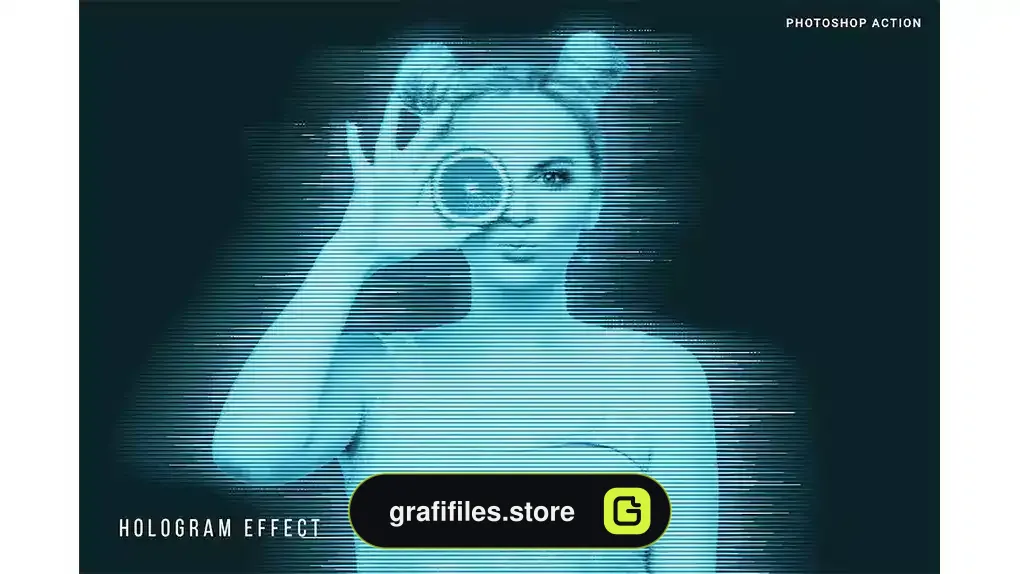 اکشن فتوشاپ ایجاد افکت هولوگرام بر روی تصاویر Hologram Effect Photoshop Action