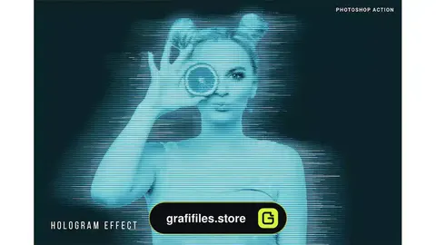 اکشن فتوشاپ ایجاد افکت هولوگرام بر روی تصاویر Hologram Effect Photoshop Action