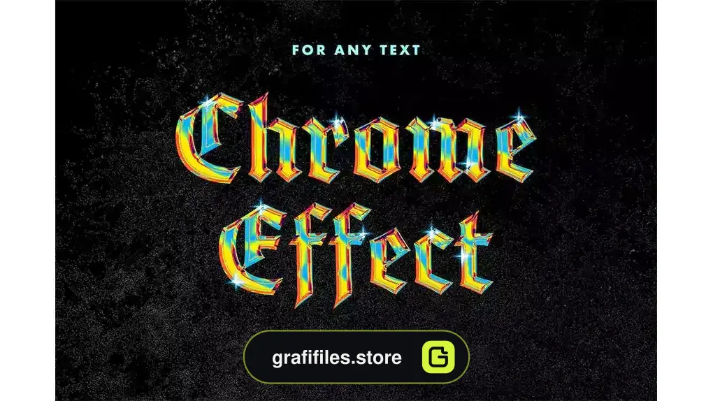 افکت متن هولوگرام فتوشاپ Holographic Chrome Effect