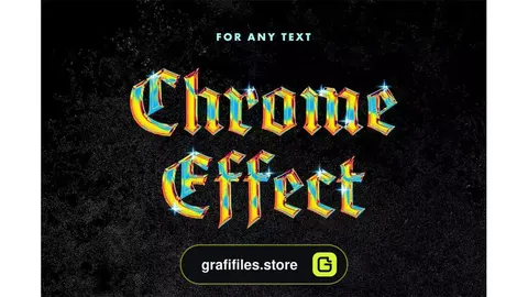 افکت متن هولوگرام فتوشاپ Holographic Chrome Effect