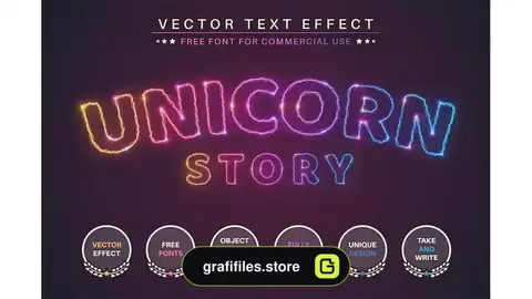 استایل متن ایلوستریتور Light Unicorn - Editable Text Effect