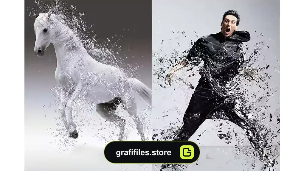 اکشن فتوشاپ ایجاد افکت مایع بر روی عکس Liquify 2 Photoshop Action