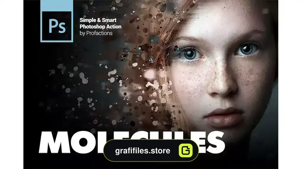 اکشن فتوشاپ افکت از هم پاشیدن مولکولی Molecules Photoshop Action