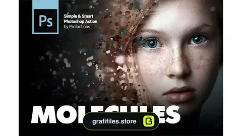 اکشن فتوشاپ افکت از هم پاشیدن مولکولی Molecules Photoshop Action