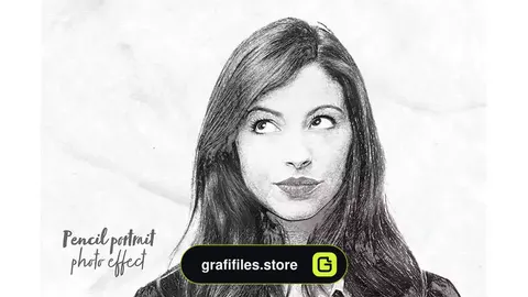 افکت فتوشاپ عکس پرتره با مداد Pencil Portrait Photo Effect