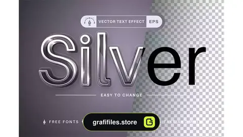 استایل متن ایلوستریتور فولاد Realistic Steel - Editable Text Effect, Font Style