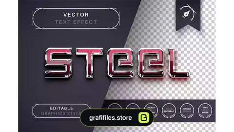 استایل متن ایلوستریتور Reflect Steel - Editable Text Effect, Font Style