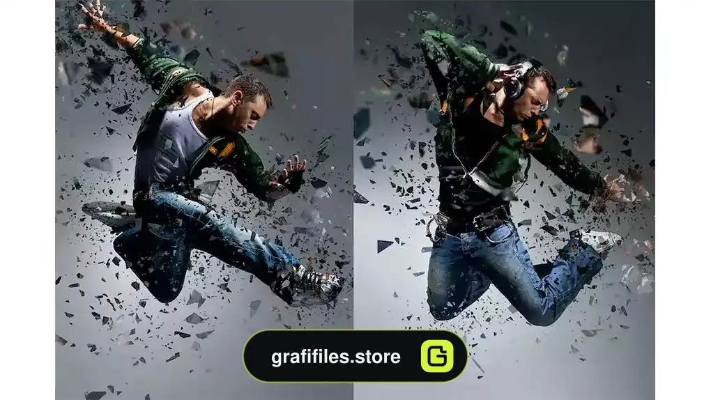 اکشن فتوشاپ افکت شکسته شدن تصویر Shatter 2 Photoshop Action