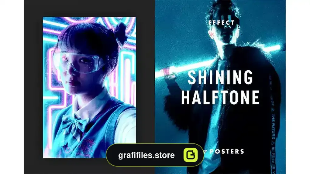 افکت پوستر هافتون درخشان Shining Halftone Effect for Posters