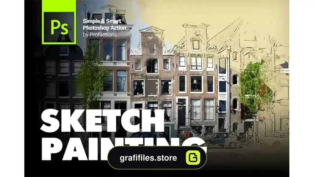 اکشن فتوشاپ تبدیل عکس به نقاشی Sketch Painting Photoshop Action