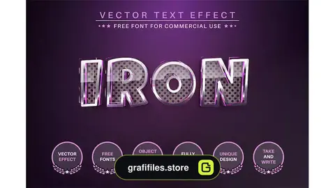 استایل متن ایلوستریتور فلزی شیک Stylish Metal - Editable Text Effect, Font Style