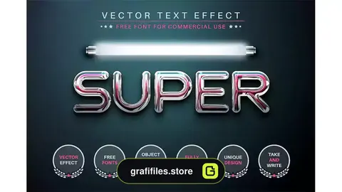 استایل متن ایلوستریتور Super Light - Editable Text Effect, Font Style