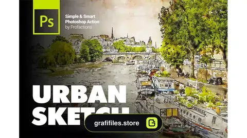 اکشن فتوشاپ تبدیل عکس به اسکیس شهری Urban Sketch Photoshop Action