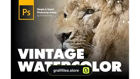 اکشن فتوشاپ تبدیل عکس به نقاشی آبرنگی قدیمی Vintage Watercolor Photoshop Action