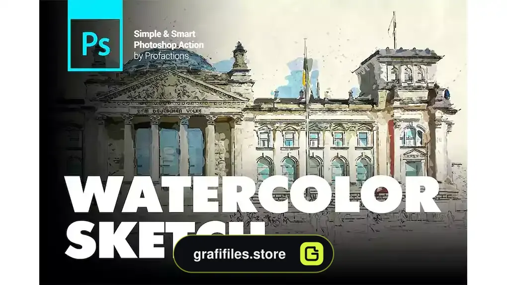 اکشن فتوشاپ تبدیل عکس به اسکچ آبرنگی Watercolor Sketch Photoshop Action