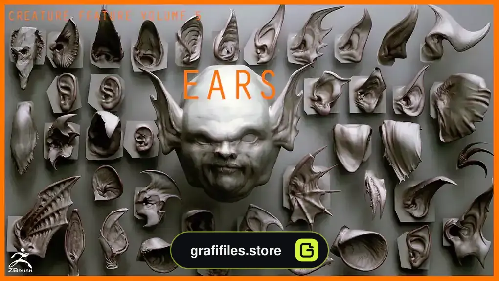 براش زیبراش گوش EARS - 40 ZBrush VDMs