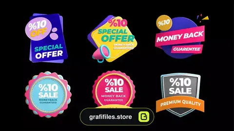 پروژه افترافکت لیبل قیمت و تگ تخفیف 3D Badges Pack