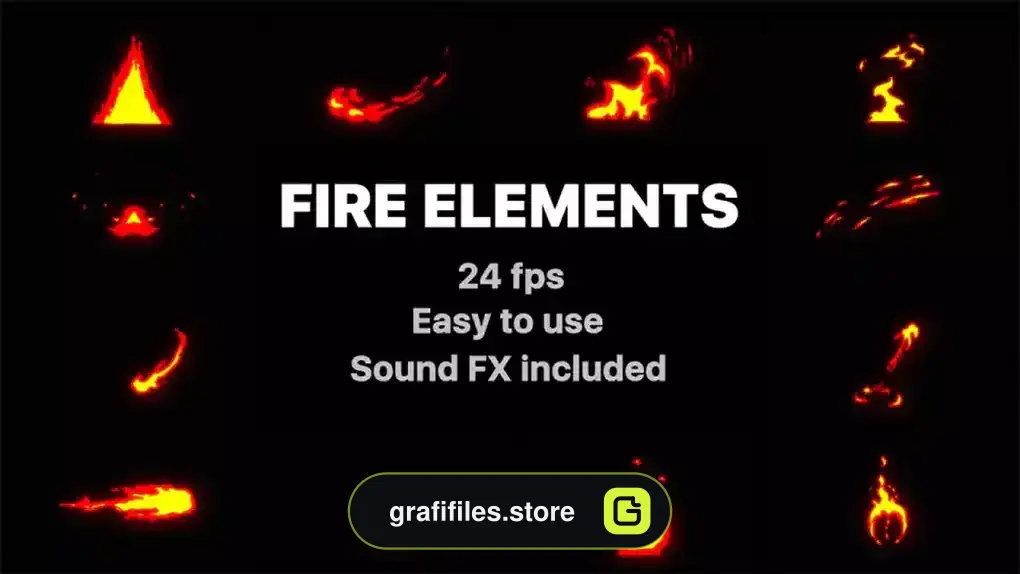 پروژه افترافکت افکت کارتونی آتش Cartoon Fire Elements
