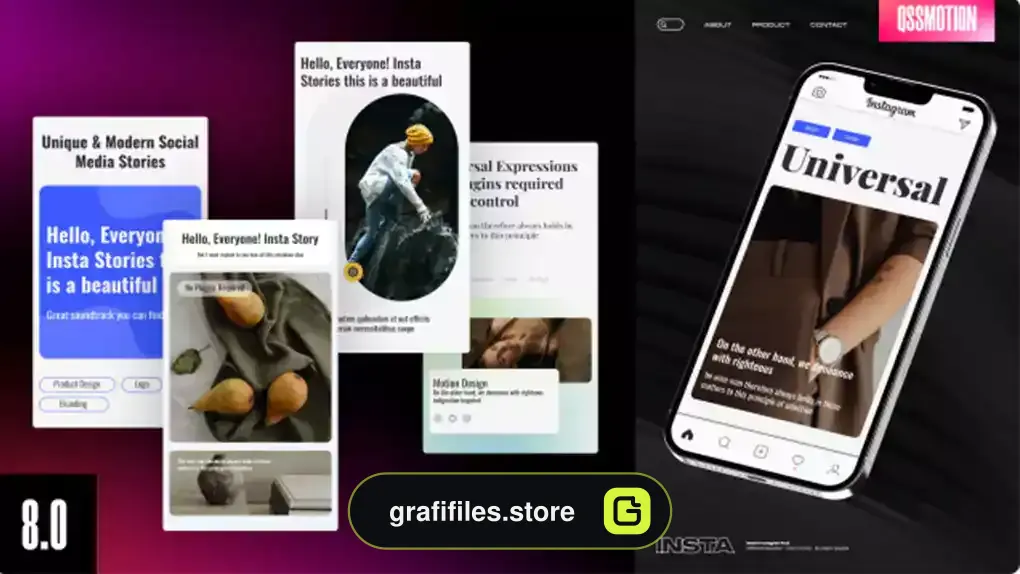 پروژه افترافکت استوری اینستاگرام Clean Instagram Stories
