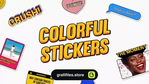 پروژه افترافکت استیکر رنگارنگ Colorful Stickers Pack