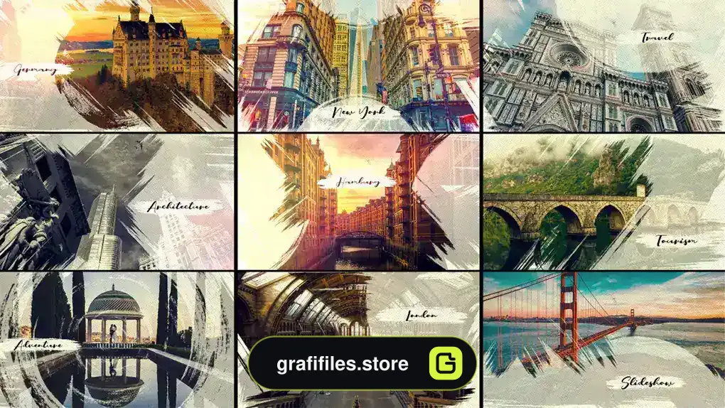 پروژه افترافکت اسلایدشو نقاشی با رد قلمو Creative Brush Strokes V2
