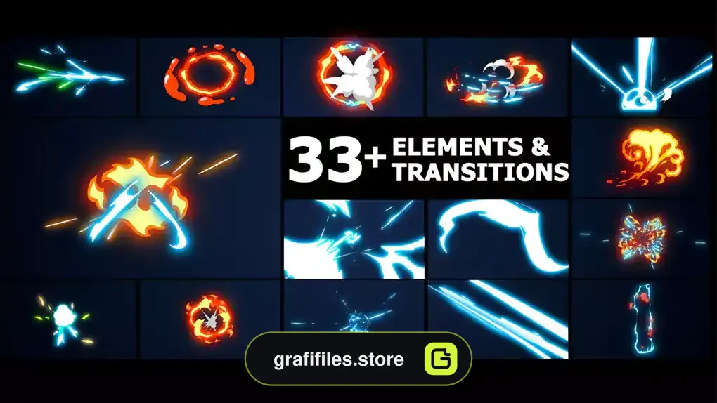 پروژه افترافکت افکت کارتونی و ترانزیشن Elements And Transitions