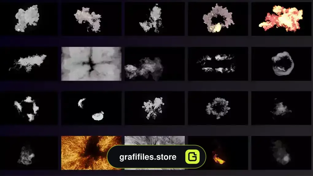 فوتیج افکت انفجار آتش و دود Explosions, Smoke And Fire Elements