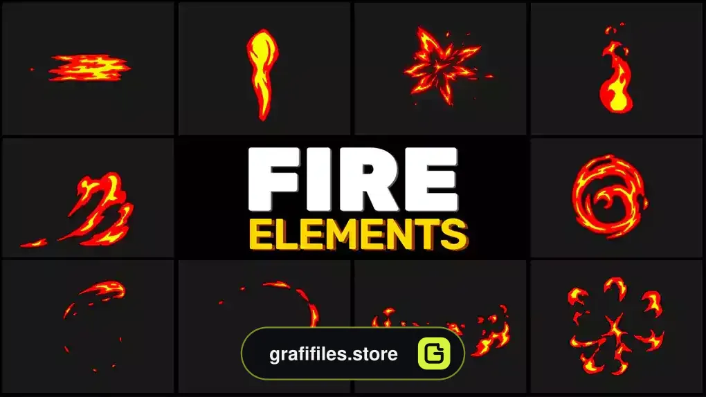 پروژه افترافکت افکت کارتونی آتش Fire Elements