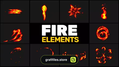 پروژه افترافکت افکت کارتونی آتش Fire Elements