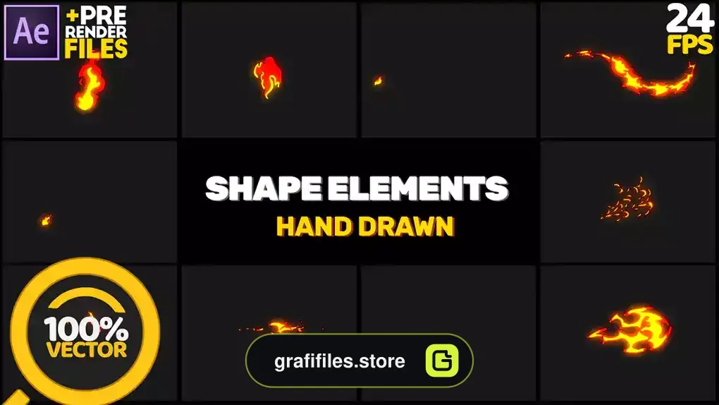 پروژه افترافکت افکت کارتونی آتش Fire Elements
